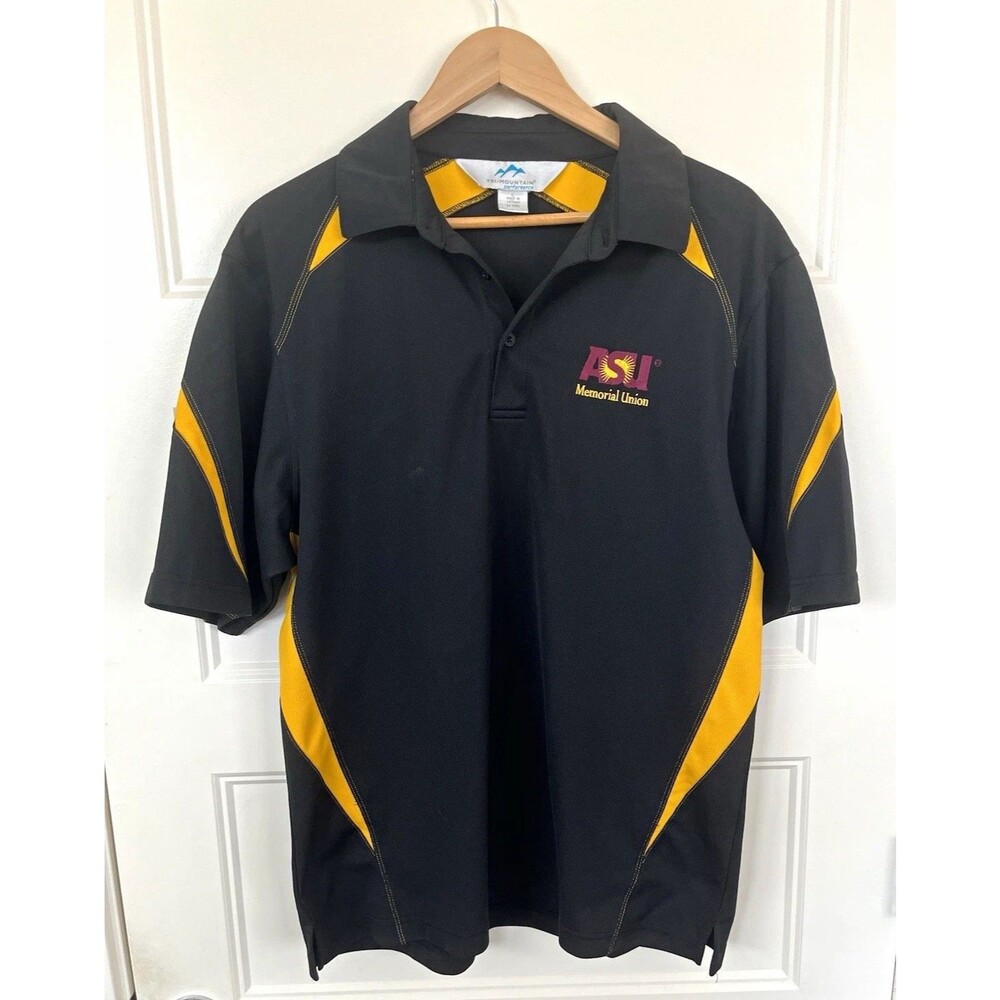Tri-Mountain Performance Men’s Large Black Yellow ASU Memorial Union Logo Polo